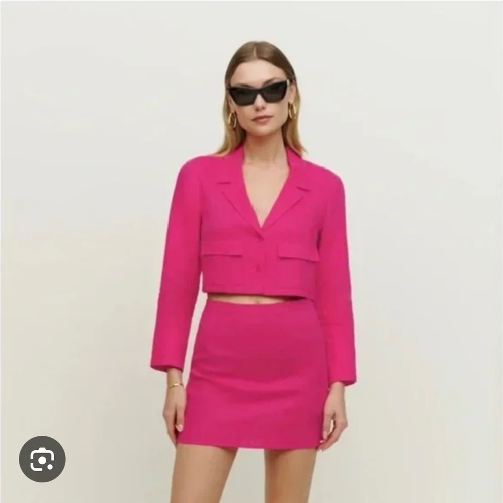 Reformation Elton Linen Pink Mini Skirt Set size 4